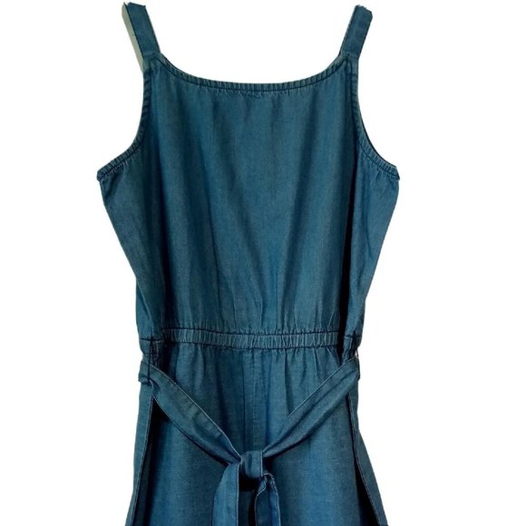 Crown & Ivy Kids Girls Denim Romper sz 10 or 12 Lightweight Embroidered detail - Picture 2 of 12
